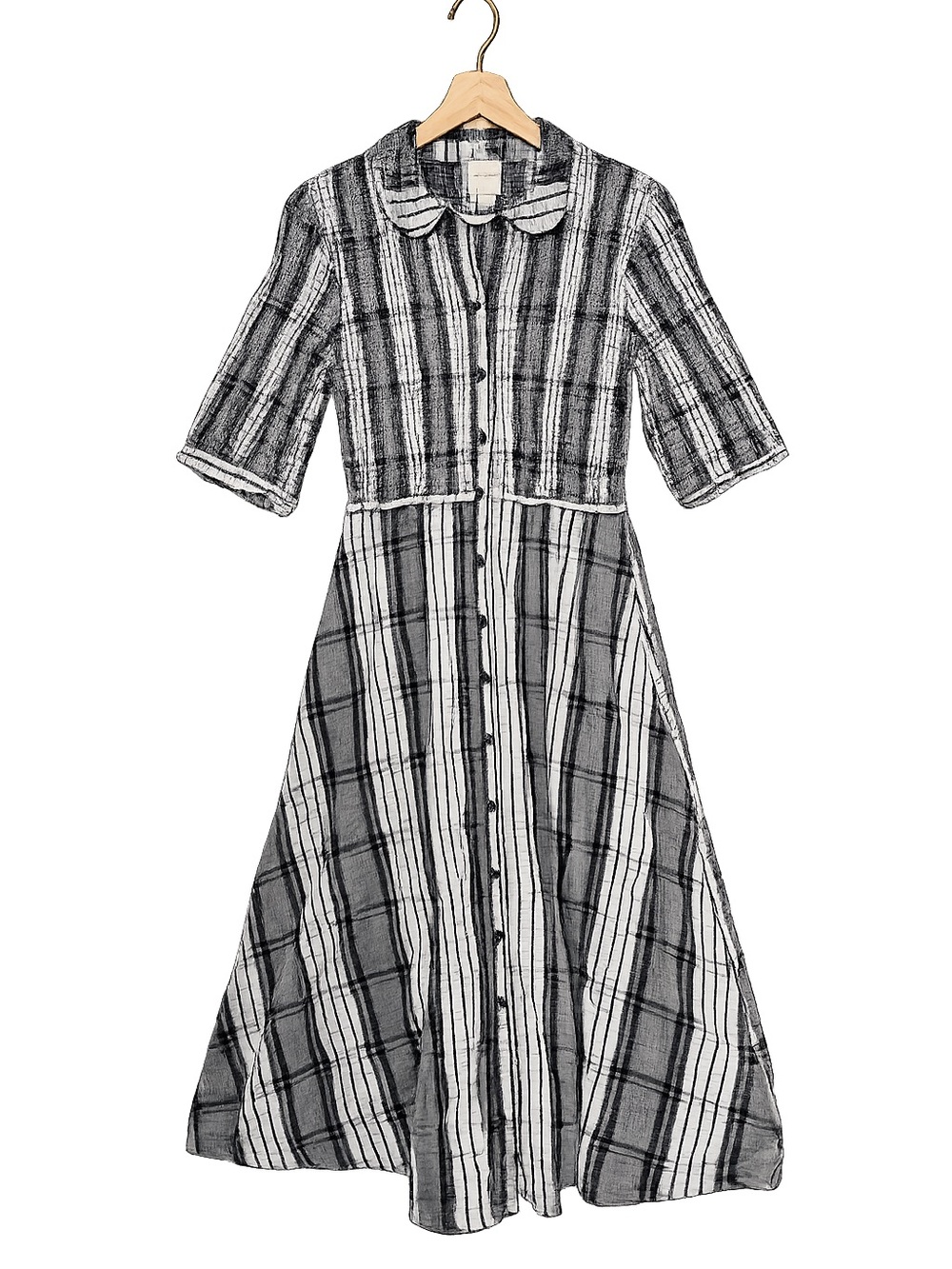 Anthropologie Maeve Plaid Midi Dress | Cottagecore Academia Button Front Dress - Picture 2 of 9